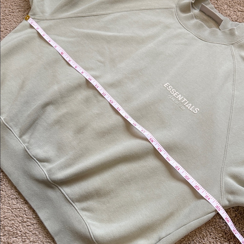 Fear of God FOG Essentials Sage Green Raglan Oversized Crewneck Sweatshirt - Picture 10 of 11